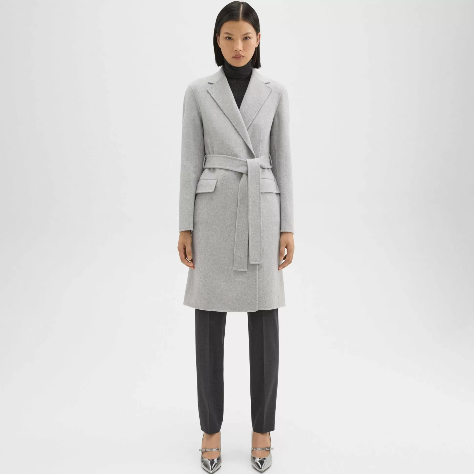 Theory Wrap Coat In Double-Face Wool-Cashmere-Women Outerwear