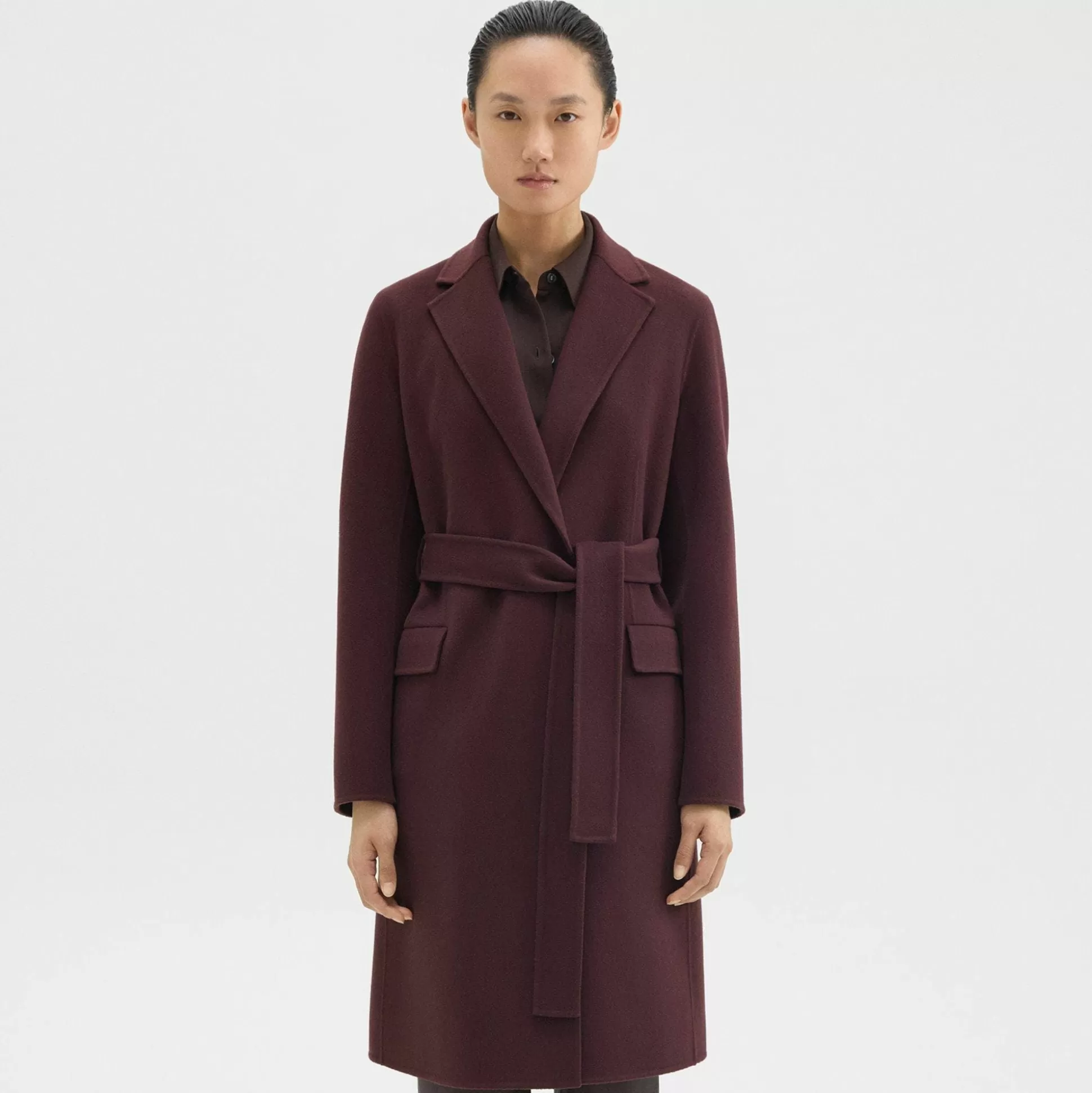 Theory Wrap Coat In Double-Face Wool-Cashmere-Women Outerwear