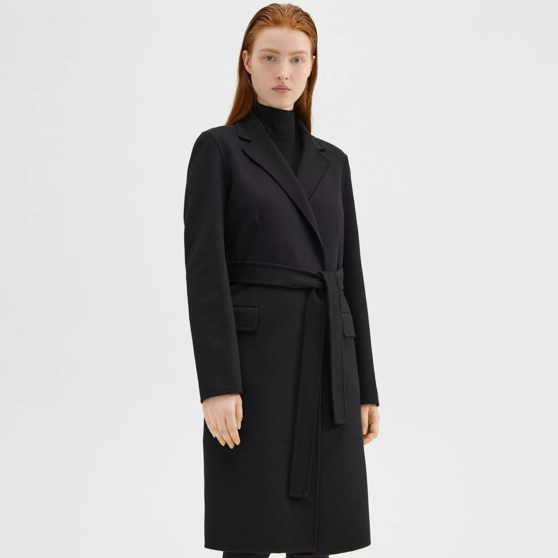 Theory Wrap Coat In Double-Face Wool-Cashmere-Women Outerwear