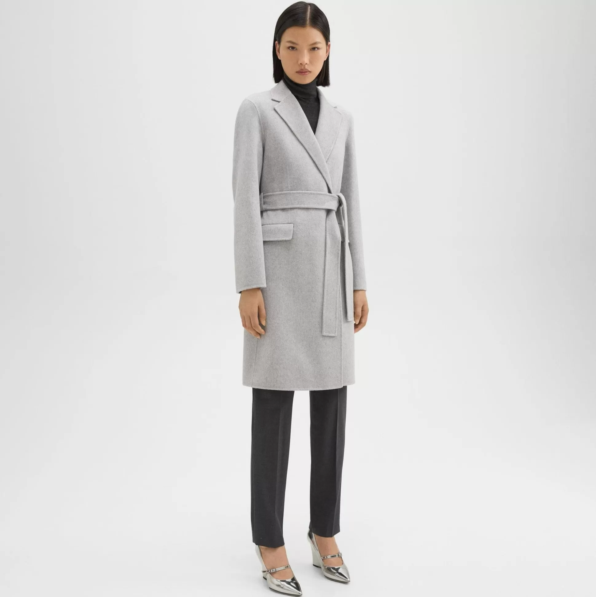 Theory Wrap Coat In Double-Face Wool-Cashmere-Women Outerwear