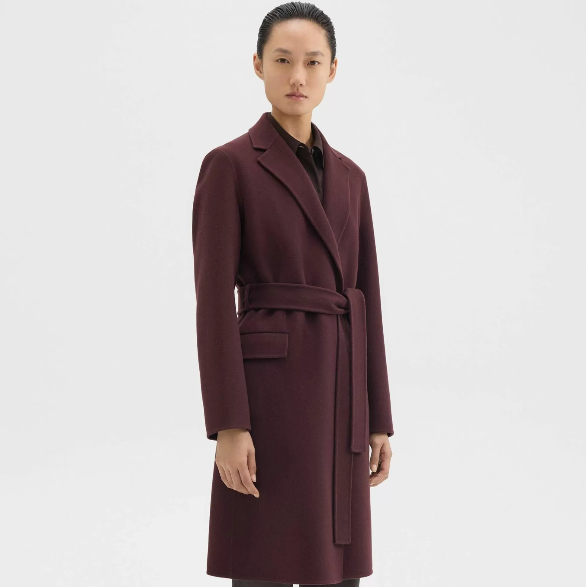 Theory Wrap Coat In Double-Face Wool-Cashmere-Women Outerwear