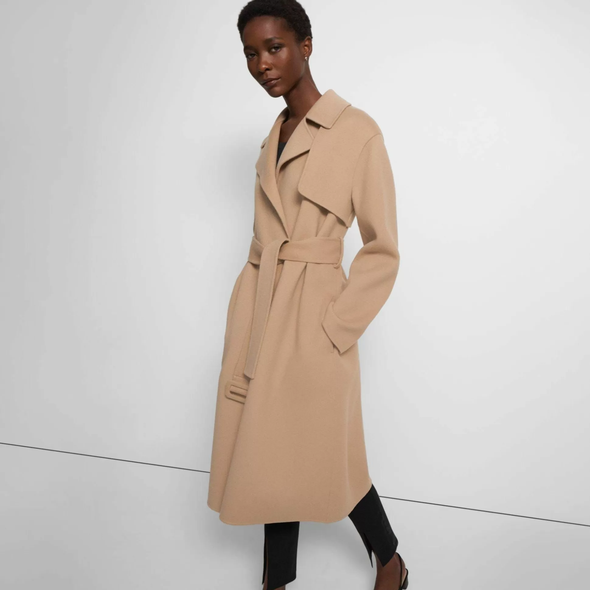 Theory Wrap Trench Coat In Double-Face Wool-Cashmere-Women Outerwear