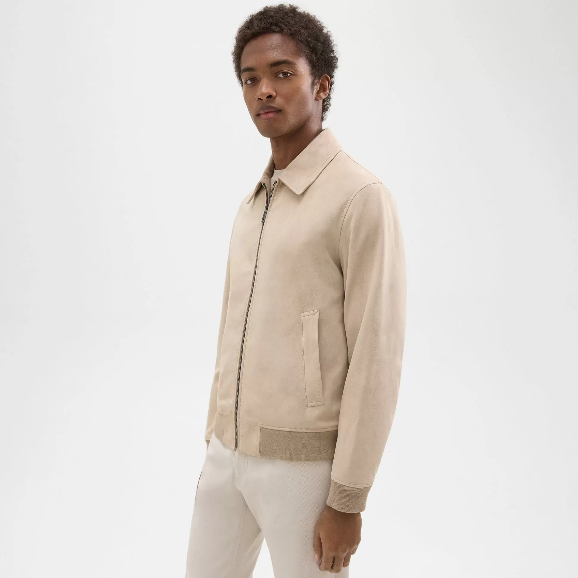 Theory Wyatt Zip Jacket In Suede-Men Outerwear